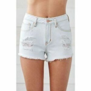 Bullhead size 25 high rise distressed frayed denim short